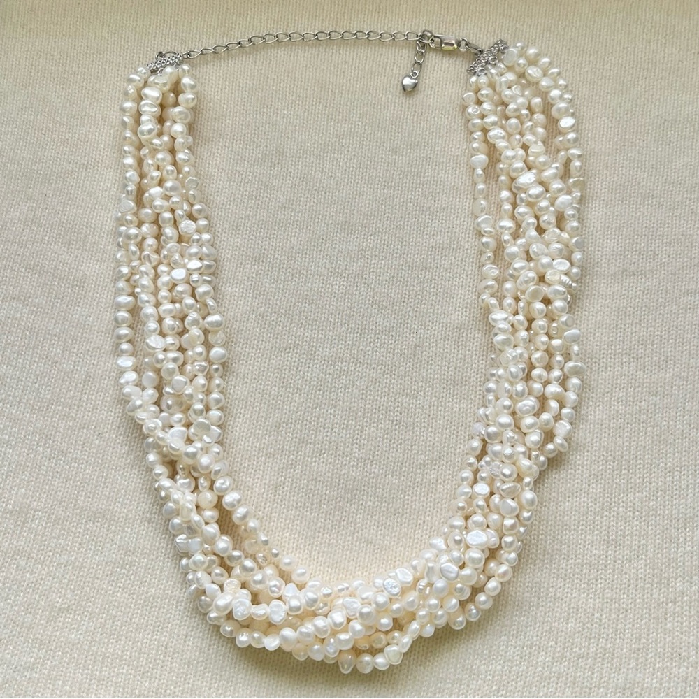 Vintage Ross Simons Baroque Pearl Multi Strand Necklace: Petite Pearl Choker